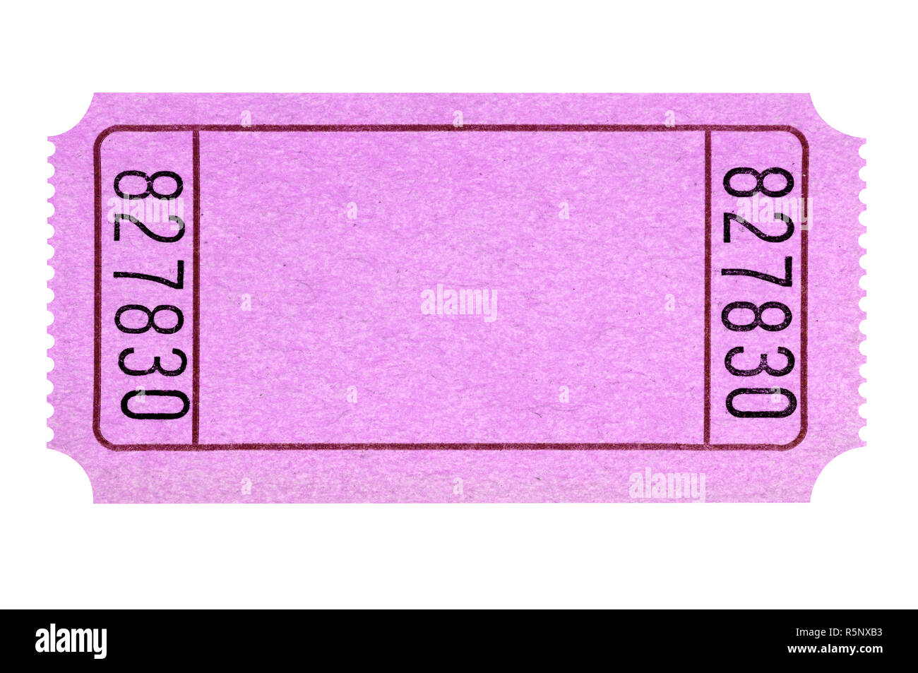 Blank pink movie or raffle ticket stub isolated Stock Photo