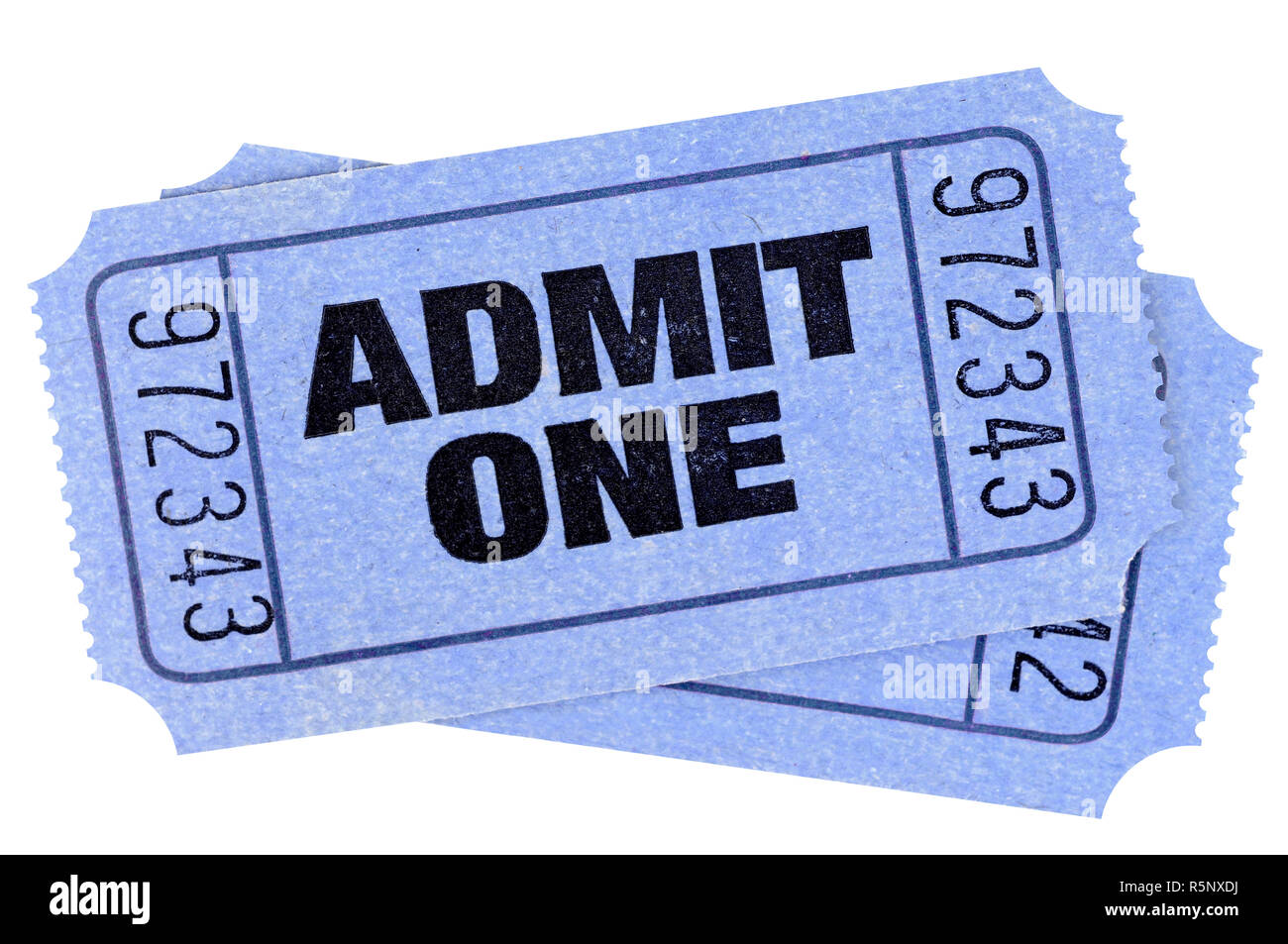Two blue admit one movie tickets stubs Stock Photo