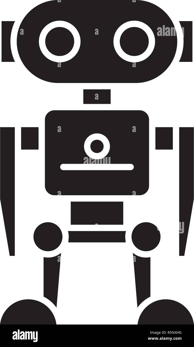 Robot black icon, vector sign on isolated background. Robot concept ...