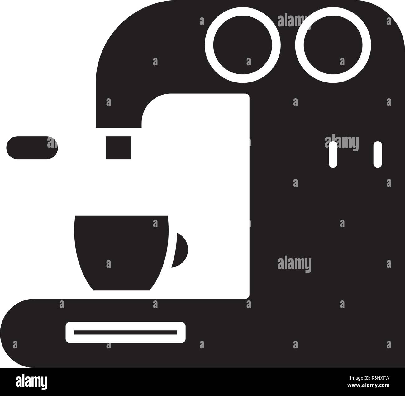 Coffee machine in bar black icon, vector sign on isolated background