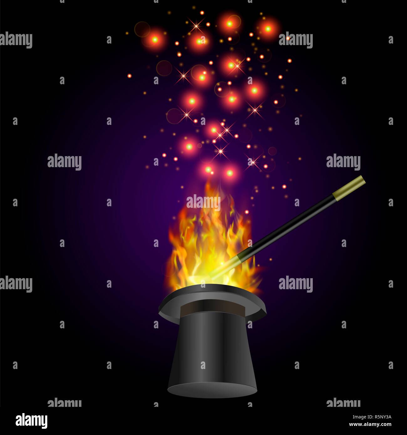 Realistic Magic Wand with Fire Flame Stock Photo Alamy