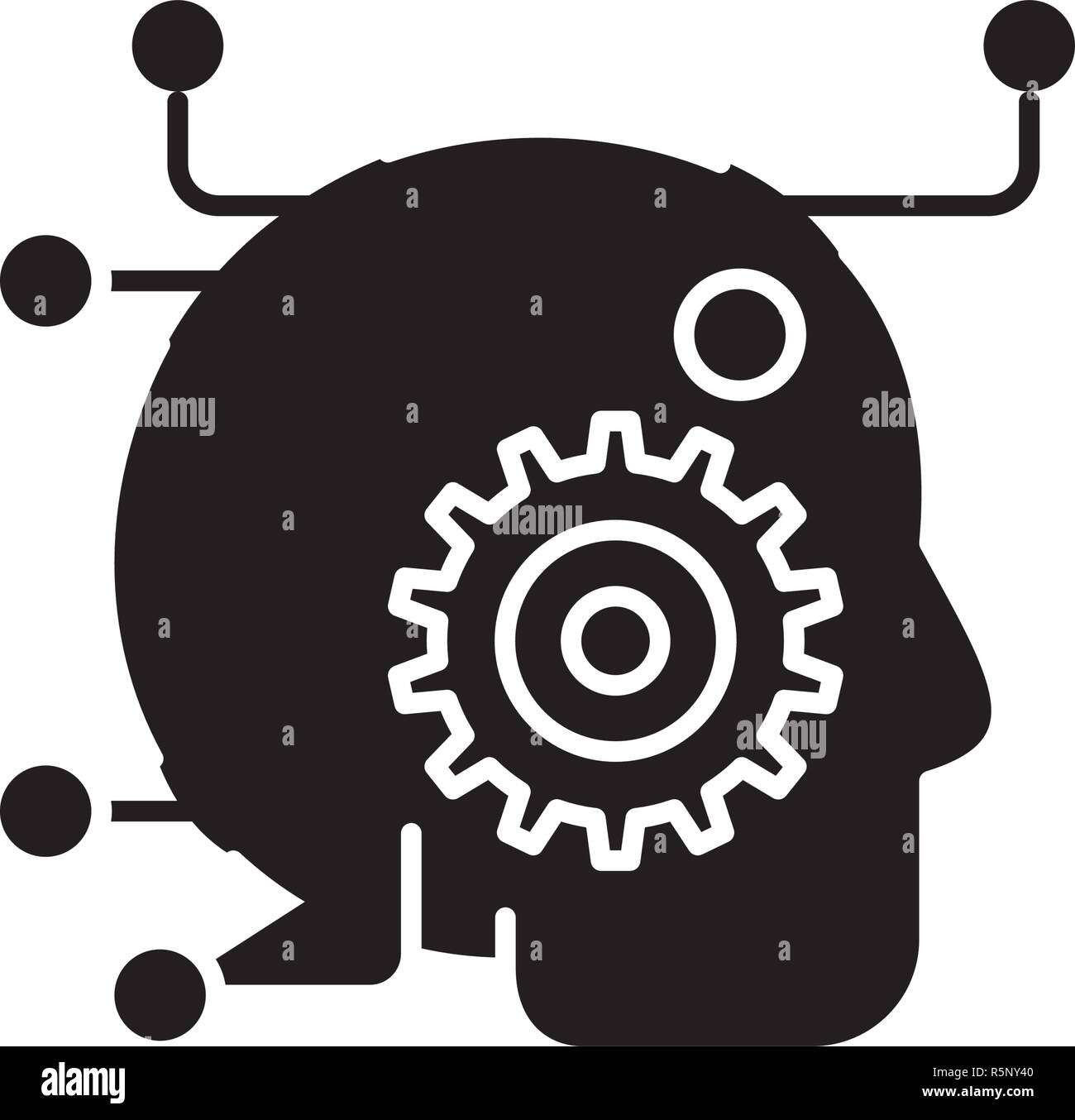 Artificial intelligence black icon, vector sign on isolated background. Artificial intelligence concept symbol, illustration  Stock Vector