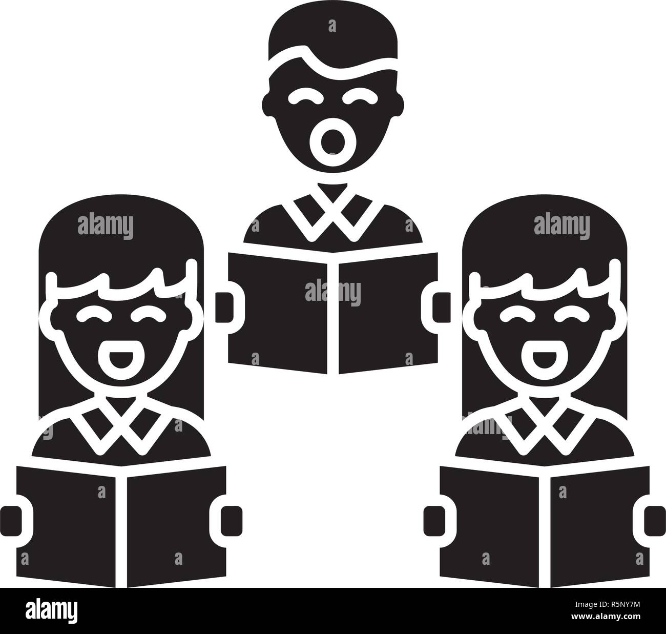 Choral singing black icon, vector sign on isolated background. Choral