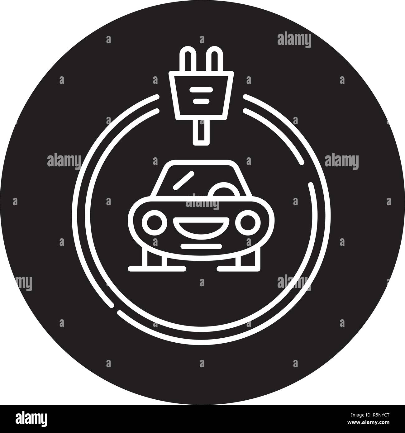 Electrics cars black icon, vector sign on isolated background