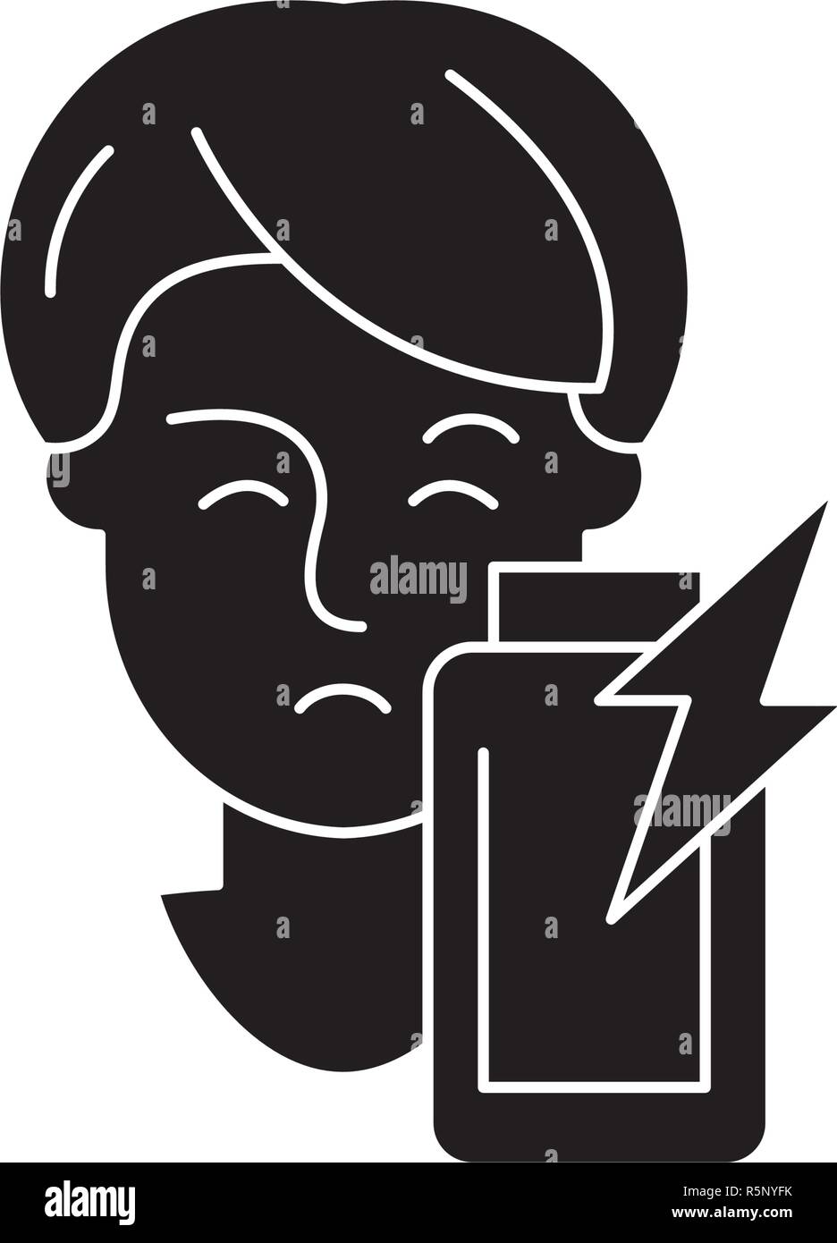 Psychological dependence black icon, vector sign on isolated background. Psychological dependence concept symbol, illustration  Stock Vector