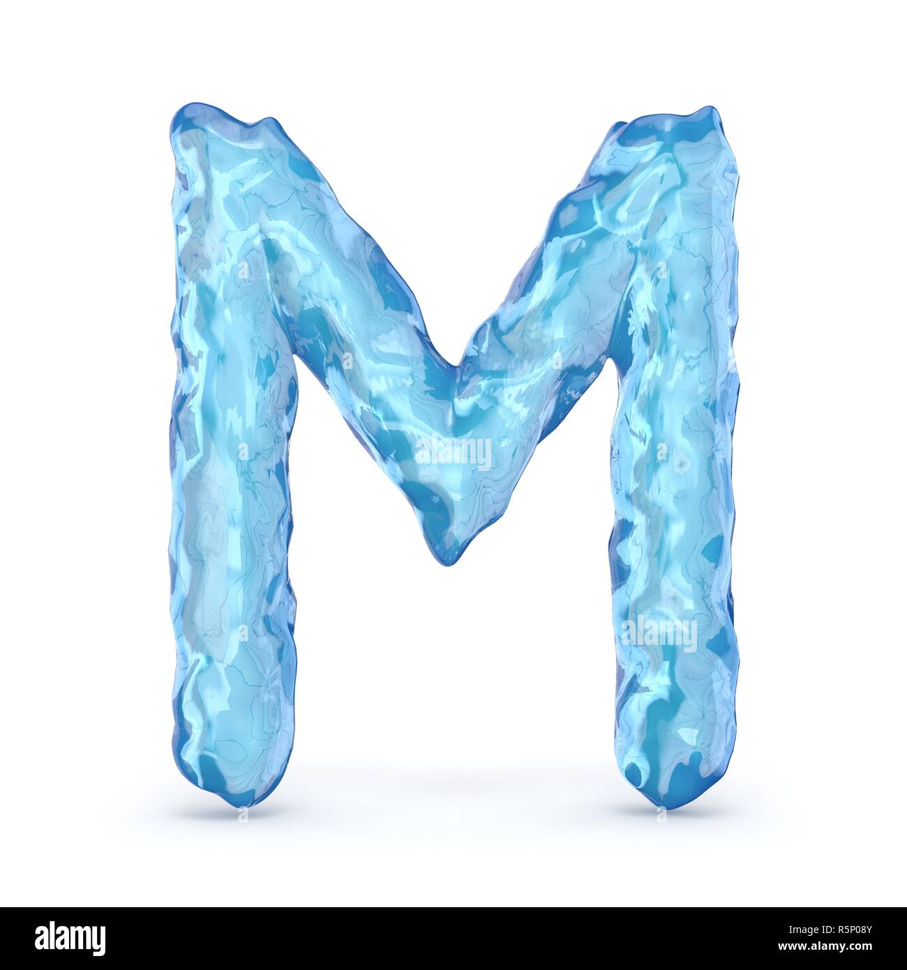 Ice font letter M 3D Stock Photo