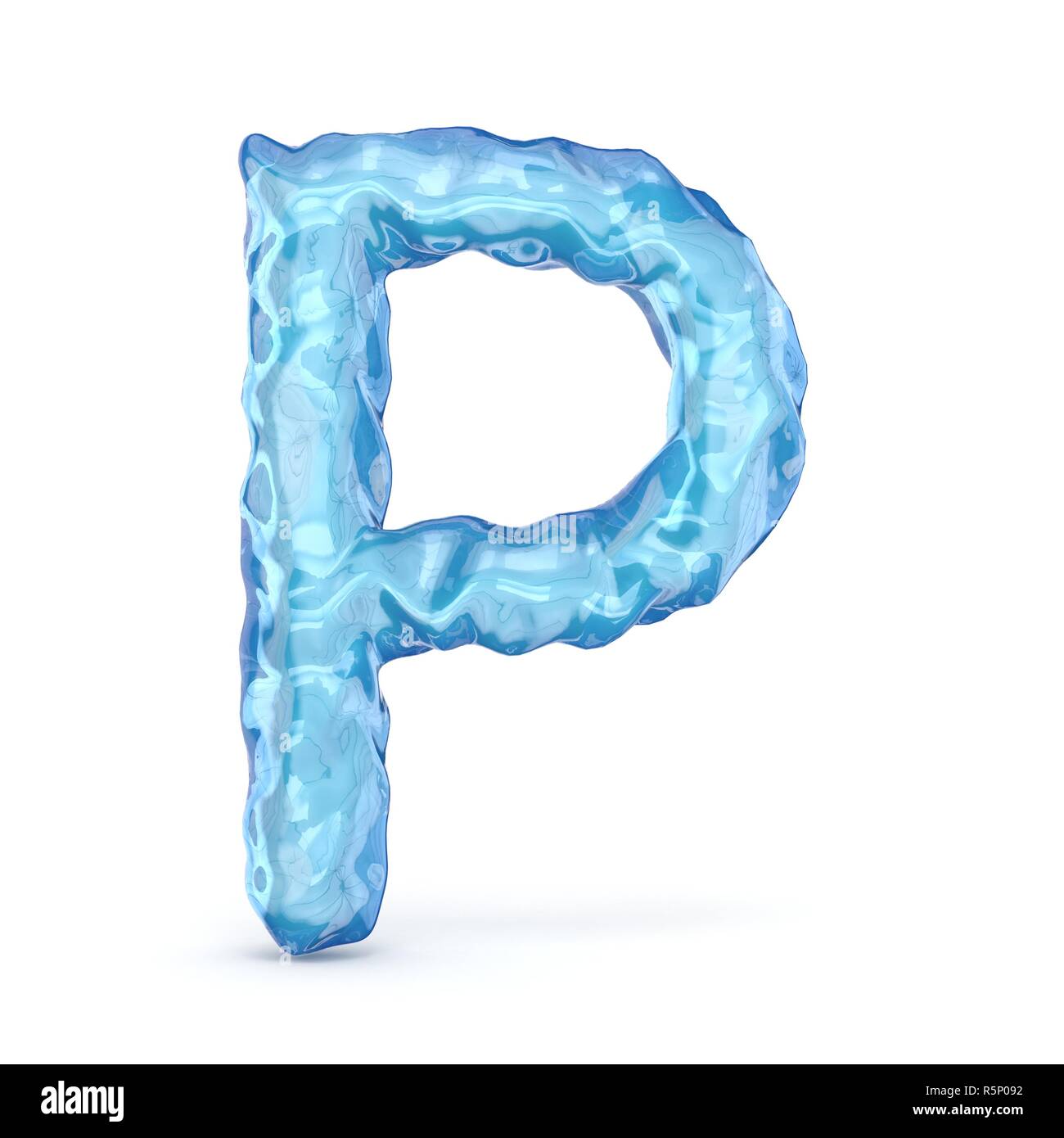 Ice font letter P 3D Stock Photo