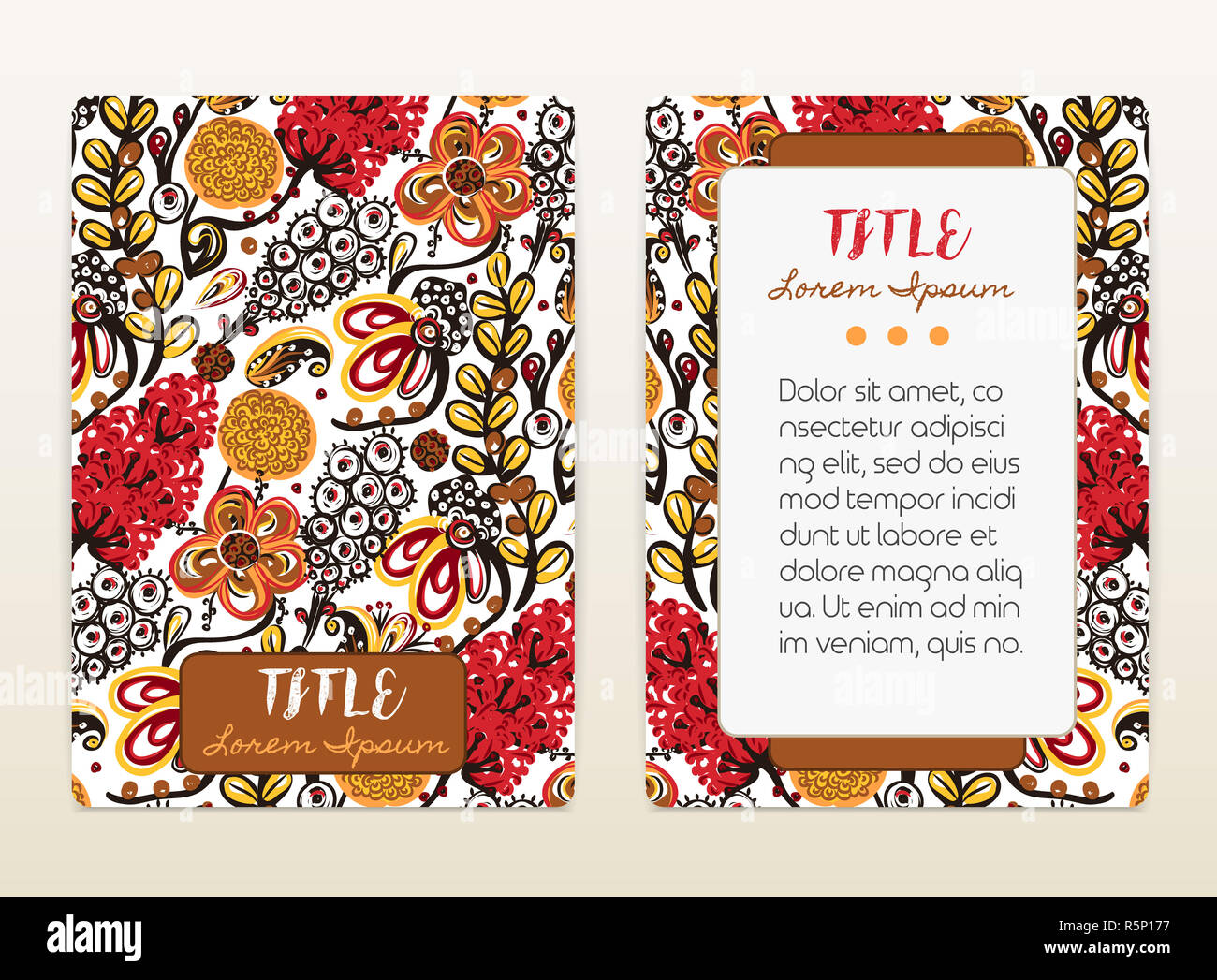 Cover design with floral pattern. Hand drawn creative flowers. Colorful artistic background with blossom Stock Photo