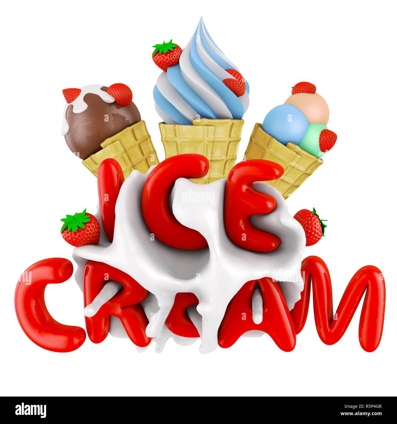 ice cream in a waffle cone Stock Photo - Alamy
