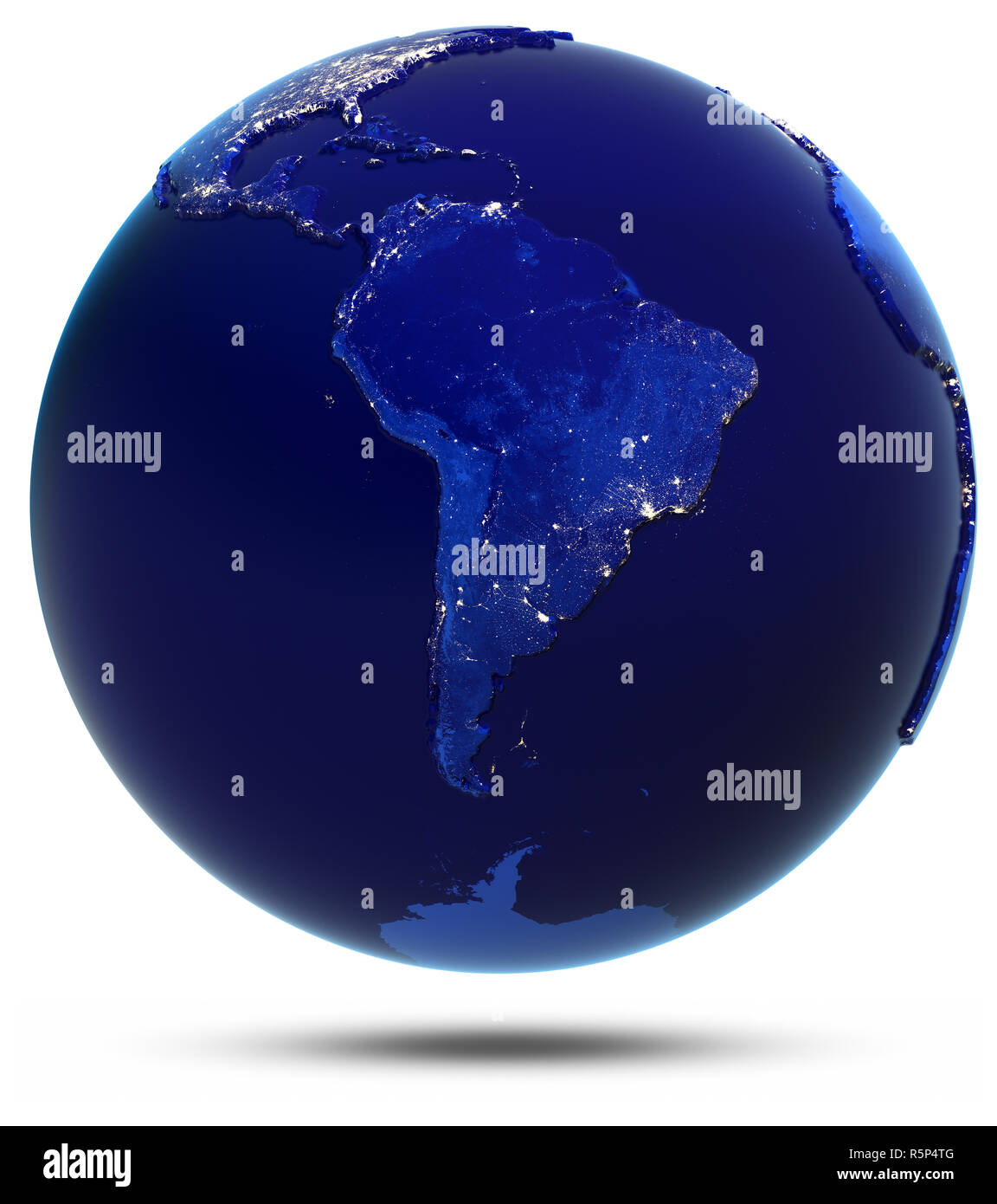 Map of south america at night hi res - South America City Lights 3d Rendering R5P4TG