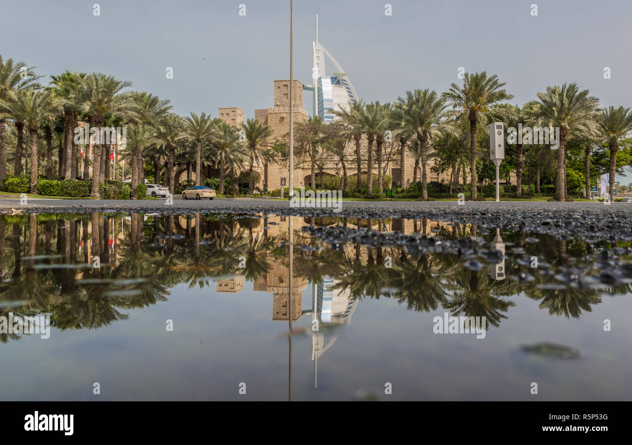 Dubai, United Arab Emirates - the Souk Madinat is one of the most famous malls in Dubai. Here in the picture its arabic shape and style Stock Photo
