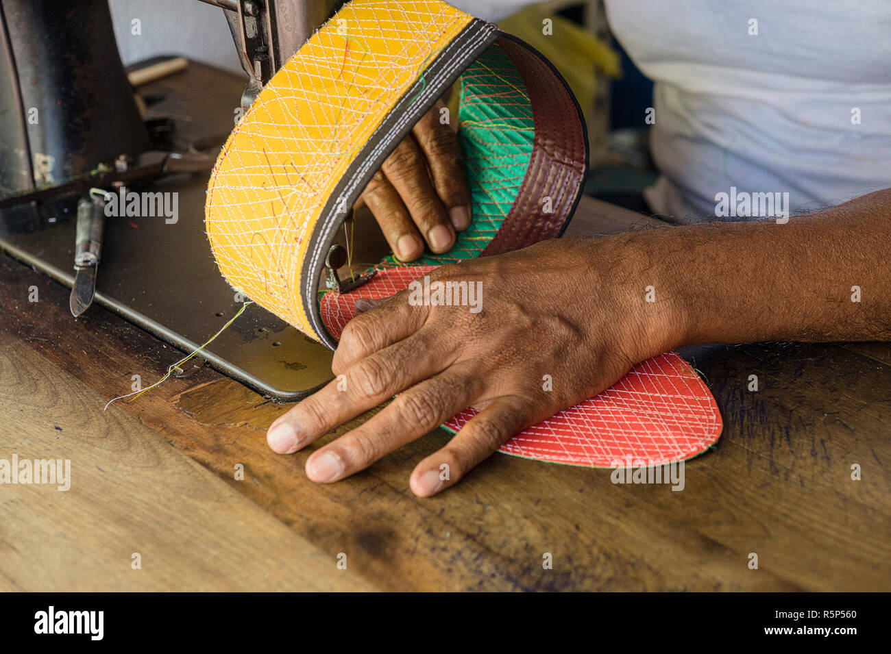 Songkok Maker in a small shop of Lebuh King in Georgetown, Penang, Malaysia Stock Photo