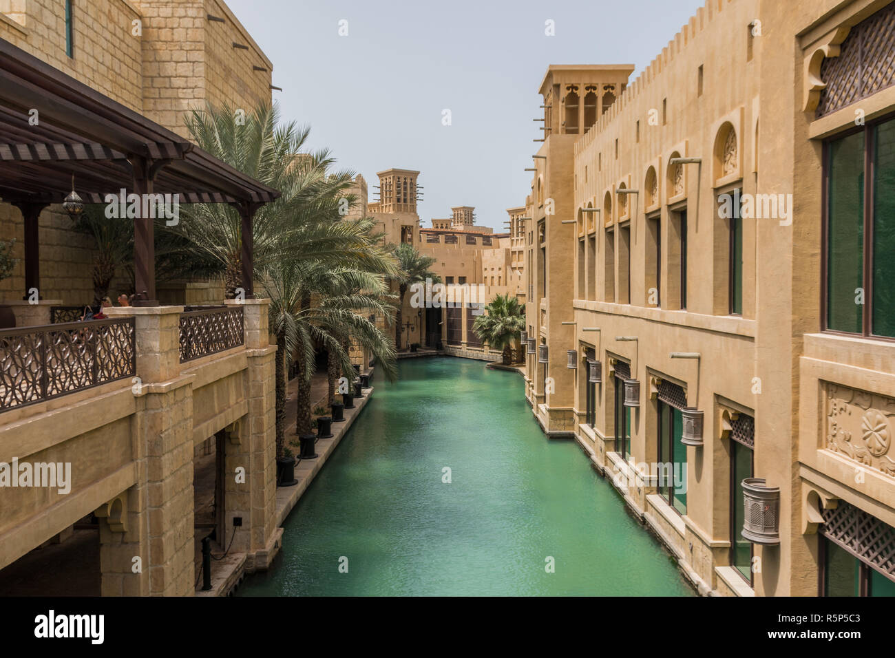 Dubai, United Arab Emirates - the Souk Madinat is one of the most famous malls in Dubai. Here in the picture its arabic shape and style Stock Photo