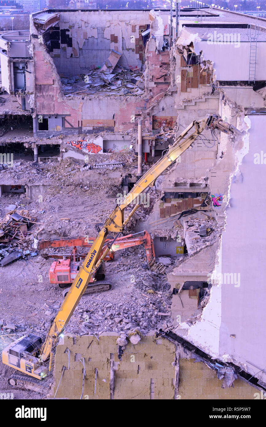 Wien, Vienna: no longer needed cinema in demolition in 22. Donaustadt, Wien, Austria Stock Photo