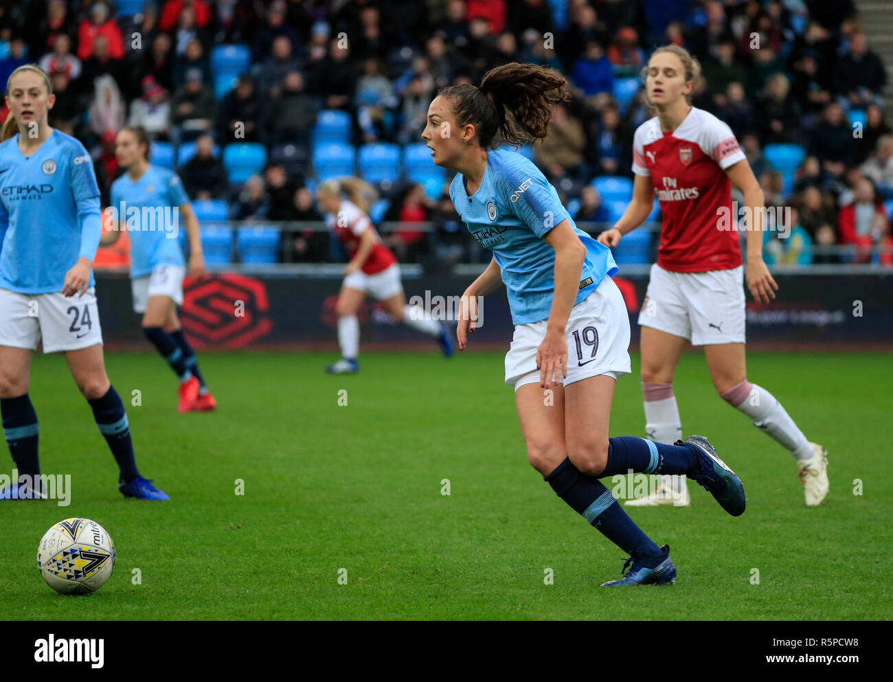 Academy Stadium, Manchester, UK. 2nd Dec, 2018. Womens Super League football, Manchester City v Arsenal; Caroline Weir of Manchester City controls the ball Credit: Action Plus Sports/Alamy Live News Stock Photo