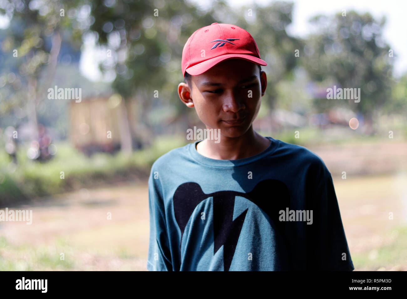 boy on filed padi at village Stock Photo