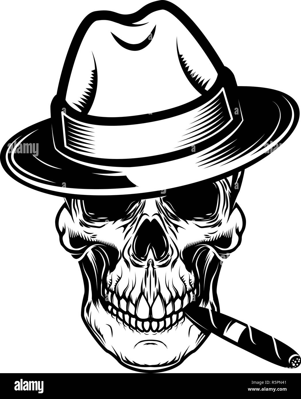 Gentleman skull with cigar. Design element for logo, label, sign, t