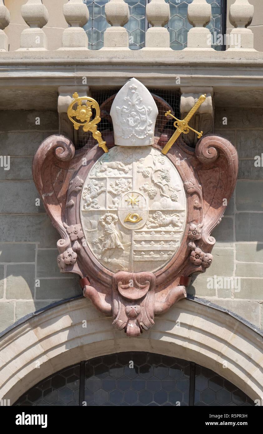 Coat of arms of Abbot Sebastian Hyller over the main portal of the