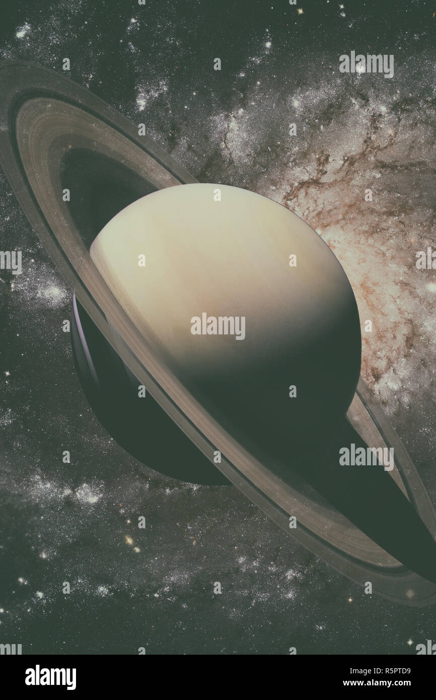 Solar System - Saturn. It is the sixth planet from the Sun Stock Photo ...