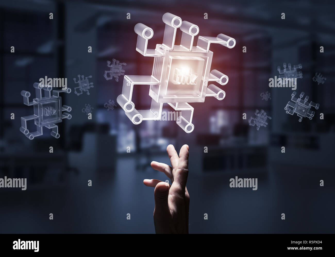 Computing and innovation concept with chip icon. Mixed media Stock ...