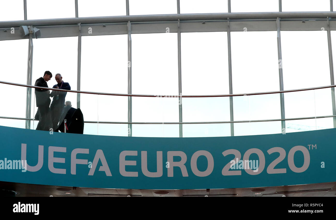 UEFA Euro 2020 branding at the Convention Centre, Dublin. Stock Photo