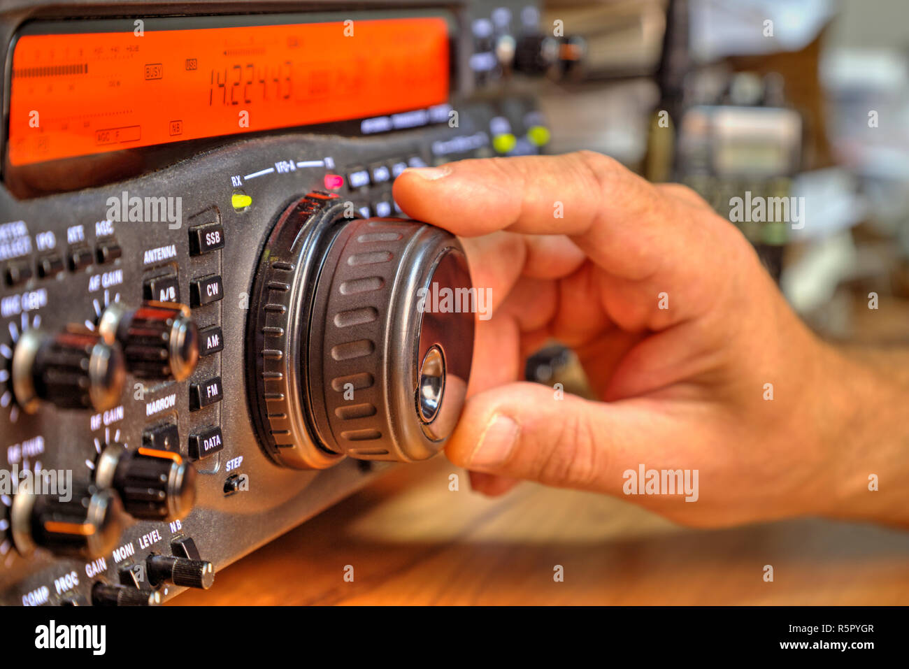 Modern high frequency radio amateur transceiver closeup Stock Photo Alamy