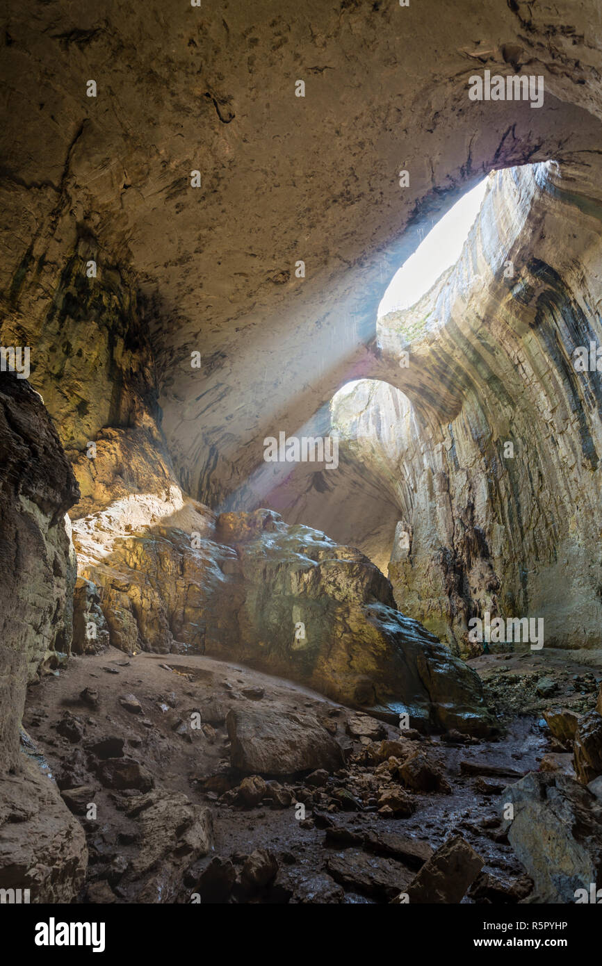Prohodna Prohodna cave also known as God's eyes near Karlukovo village, Bulgaria ...
