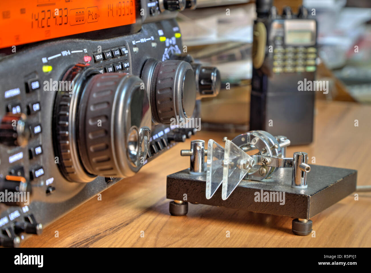 Modern high frequency radio amateur transceiver closeup Stock Photo Alamy