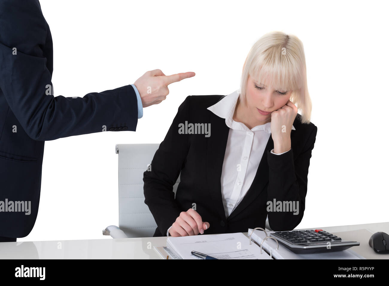 Businessman Scolding His Colleague Stock Photo - Alamy