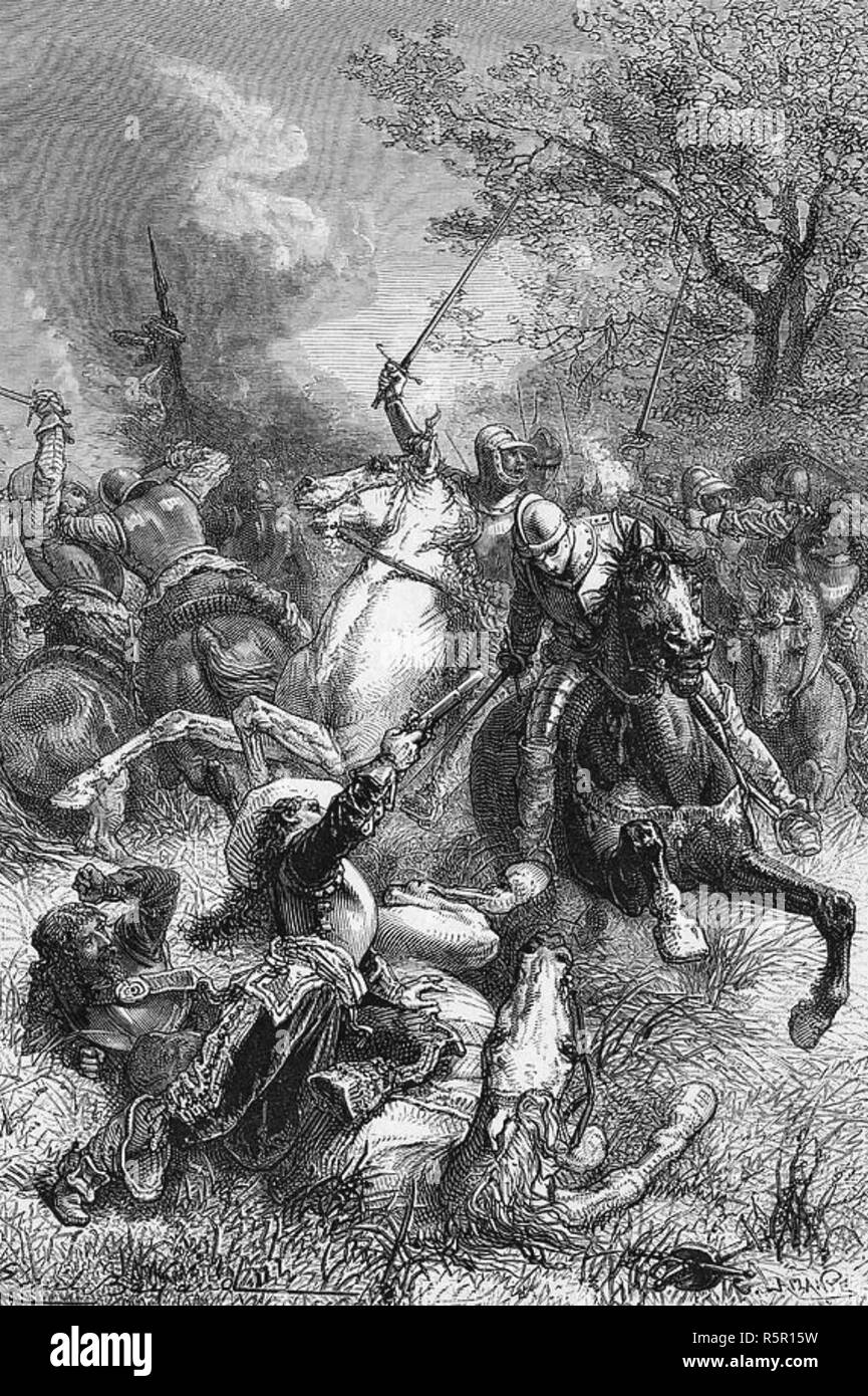 BATTLE OF MARSTON MOOR 2 July 1644 in a 19th century engraving Stock Photo