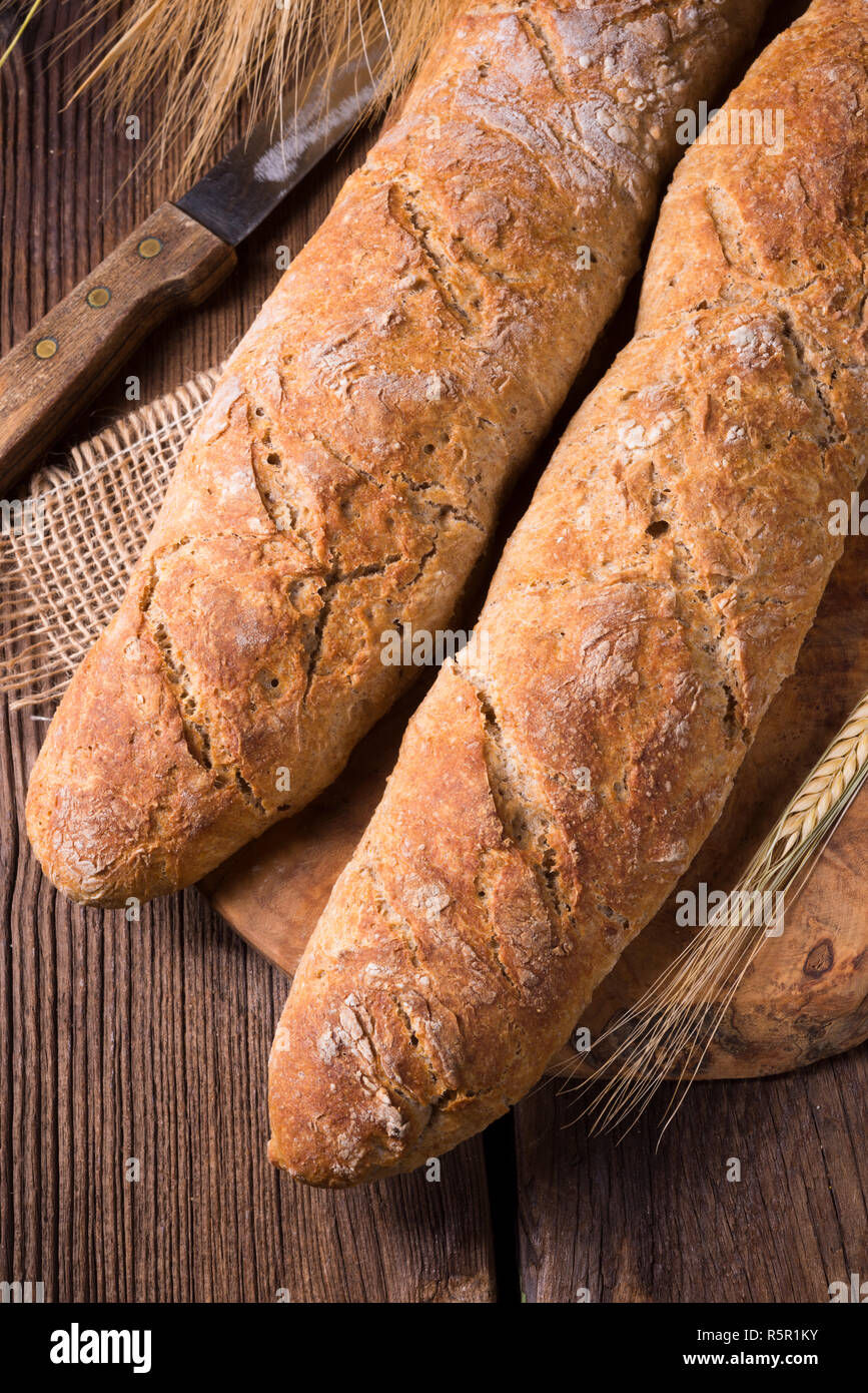 homemade baguette Stock Photo