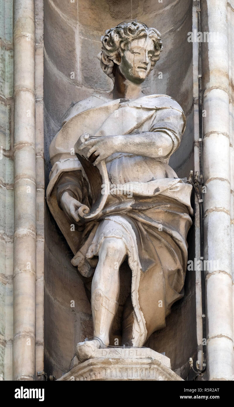 The prophet Daniel, statue on the Milan Cathedral, Duomo di Santa Maria ...