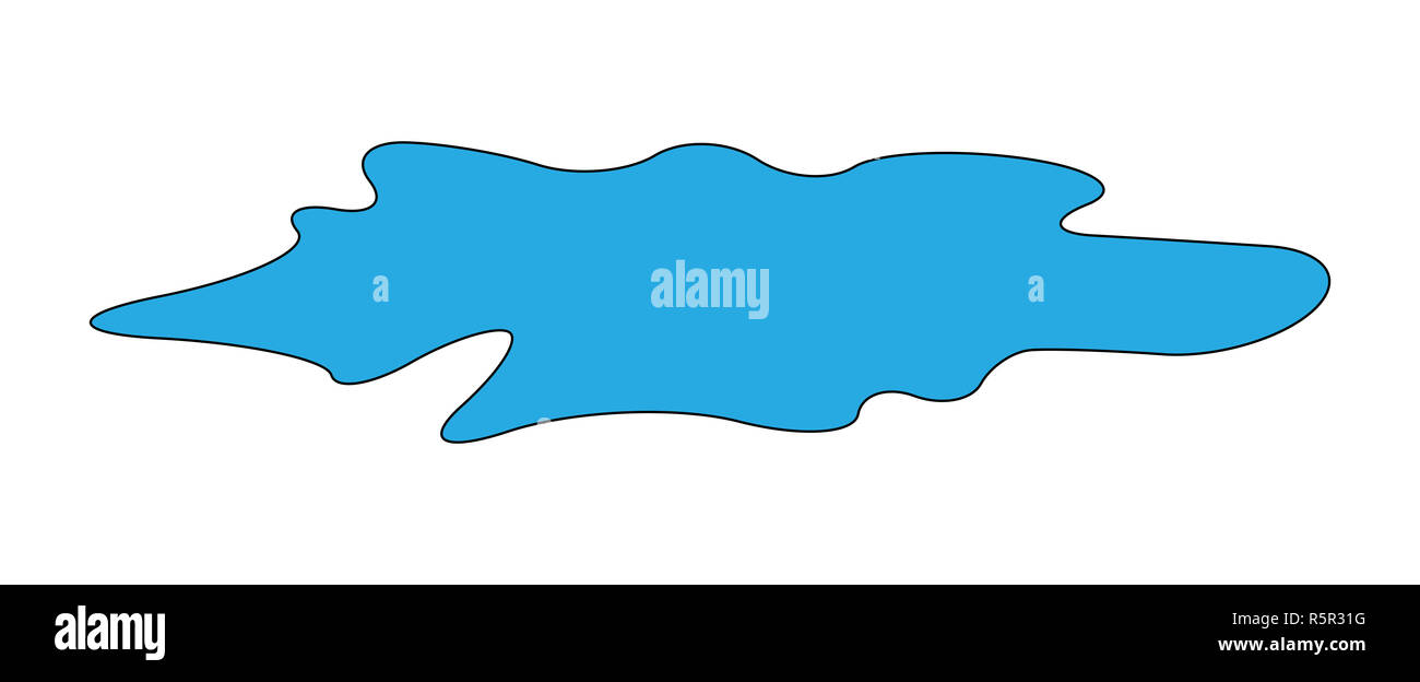 Puddle of water spill clipart. Blue stain, plash, drop. Vector