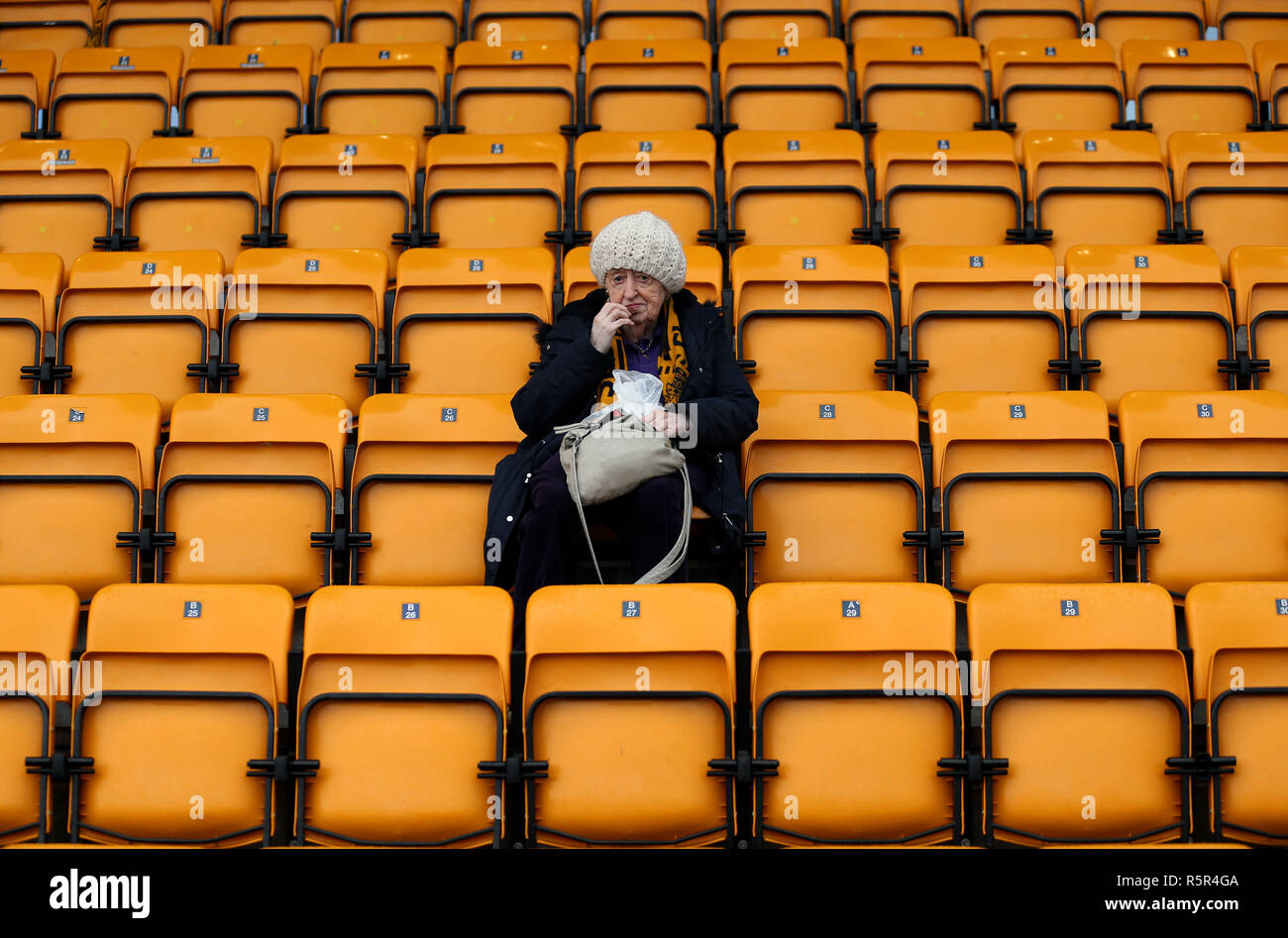 A Slough Town fan before the Emirates FA Cup, Second Round match at Arbour Park, Slough. Stock Photo