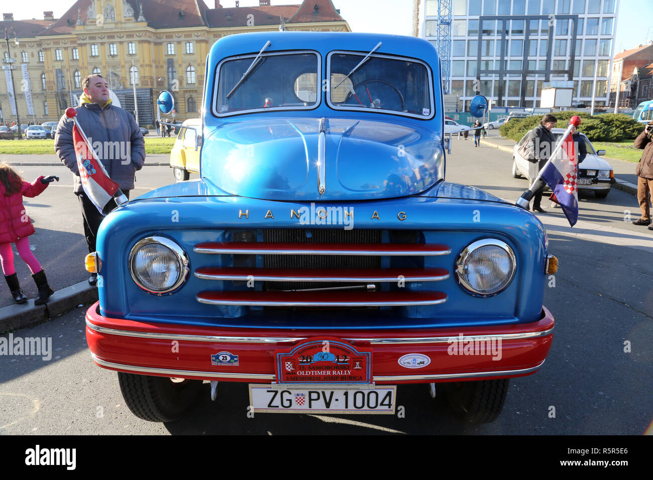 Hanomag truck, vintage cars exhibited during the Retro Mobile Parade in Zagreb, Croatia Stock Photo
