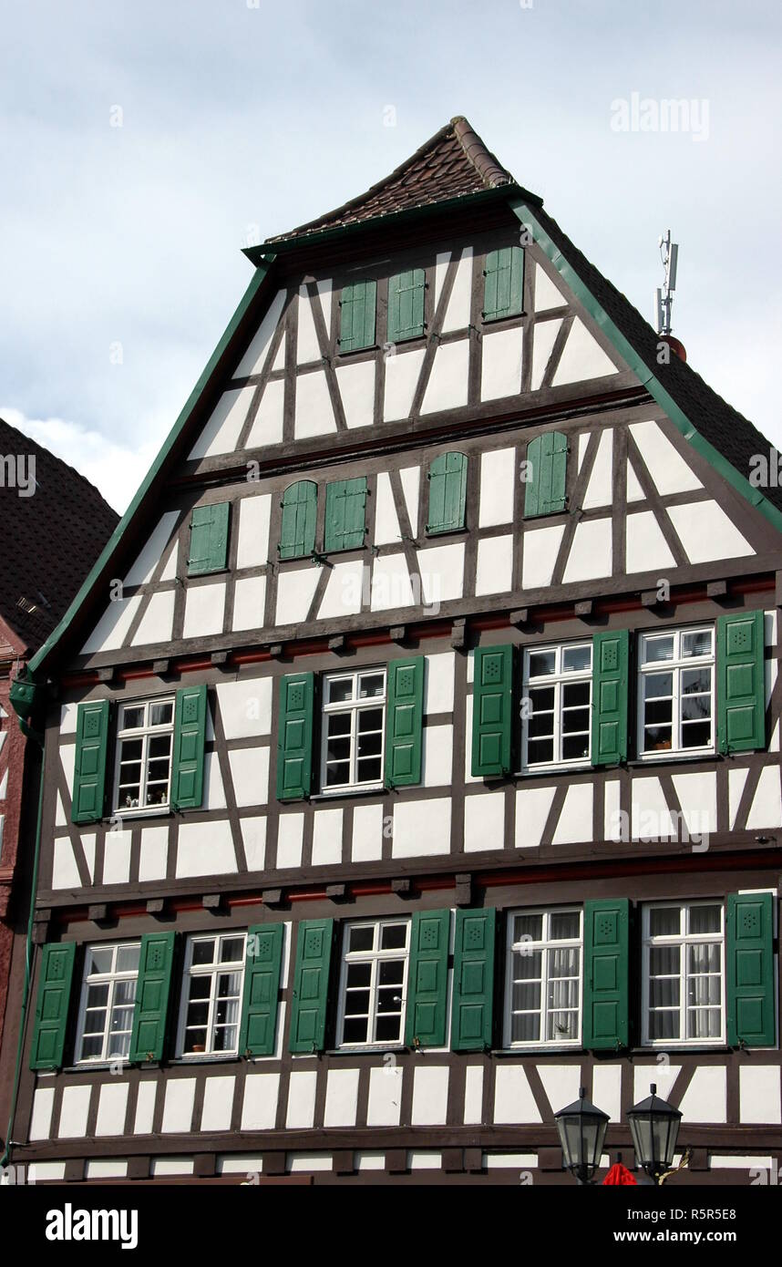 half-timbered house on the market square in bretten Stock Photo
