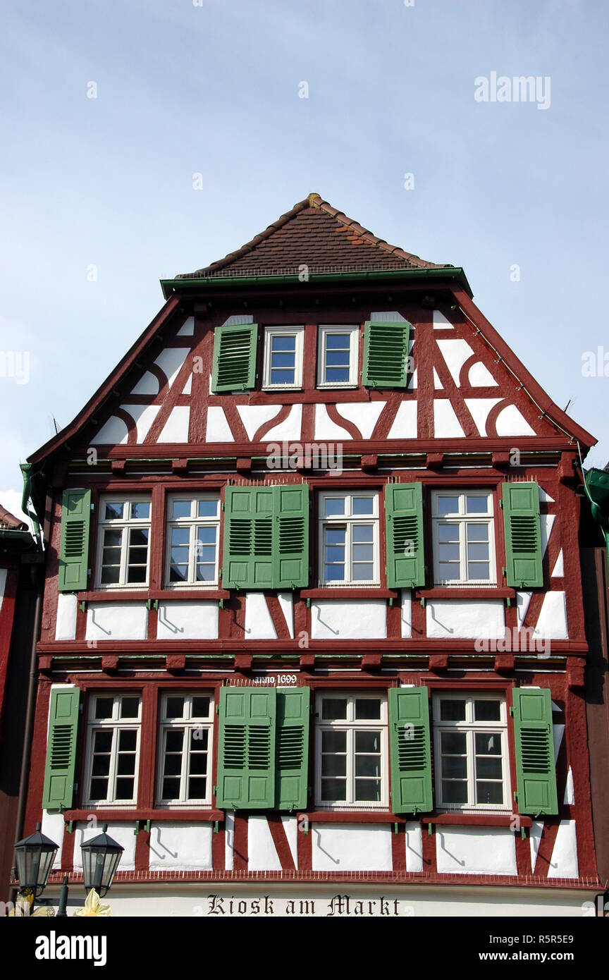 half-timbered house on the market square in bretten Stock Photo