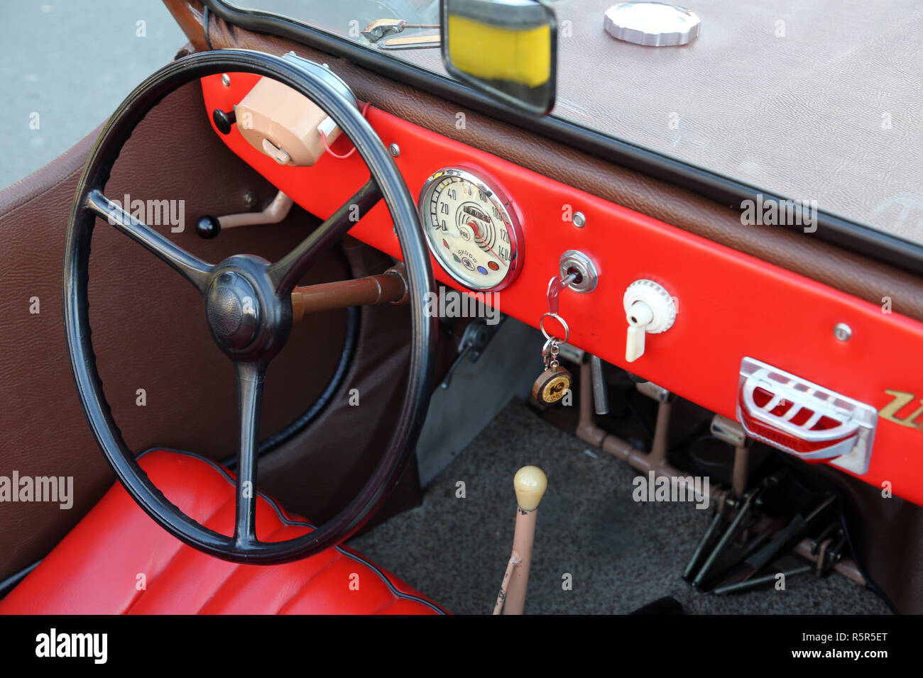 Interior Of Old Skoda Car Vintage Cars Exhibited During The