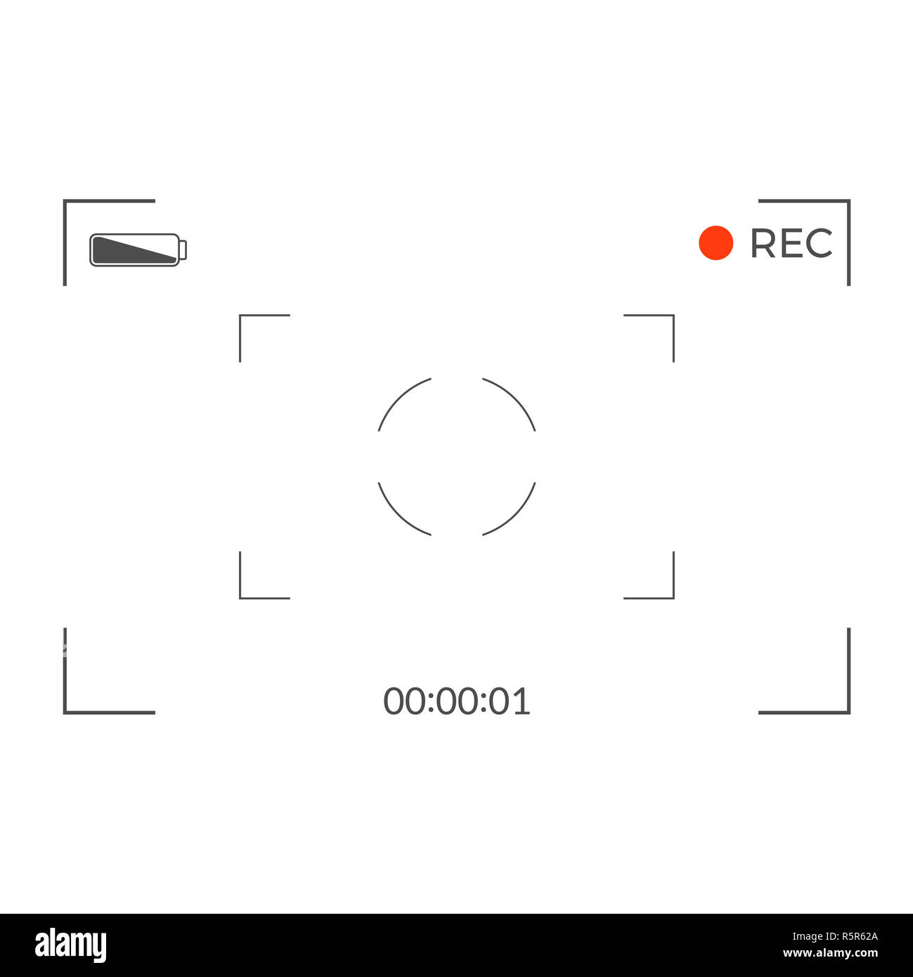White and black viewfinder camera recording. Modern camera focusing