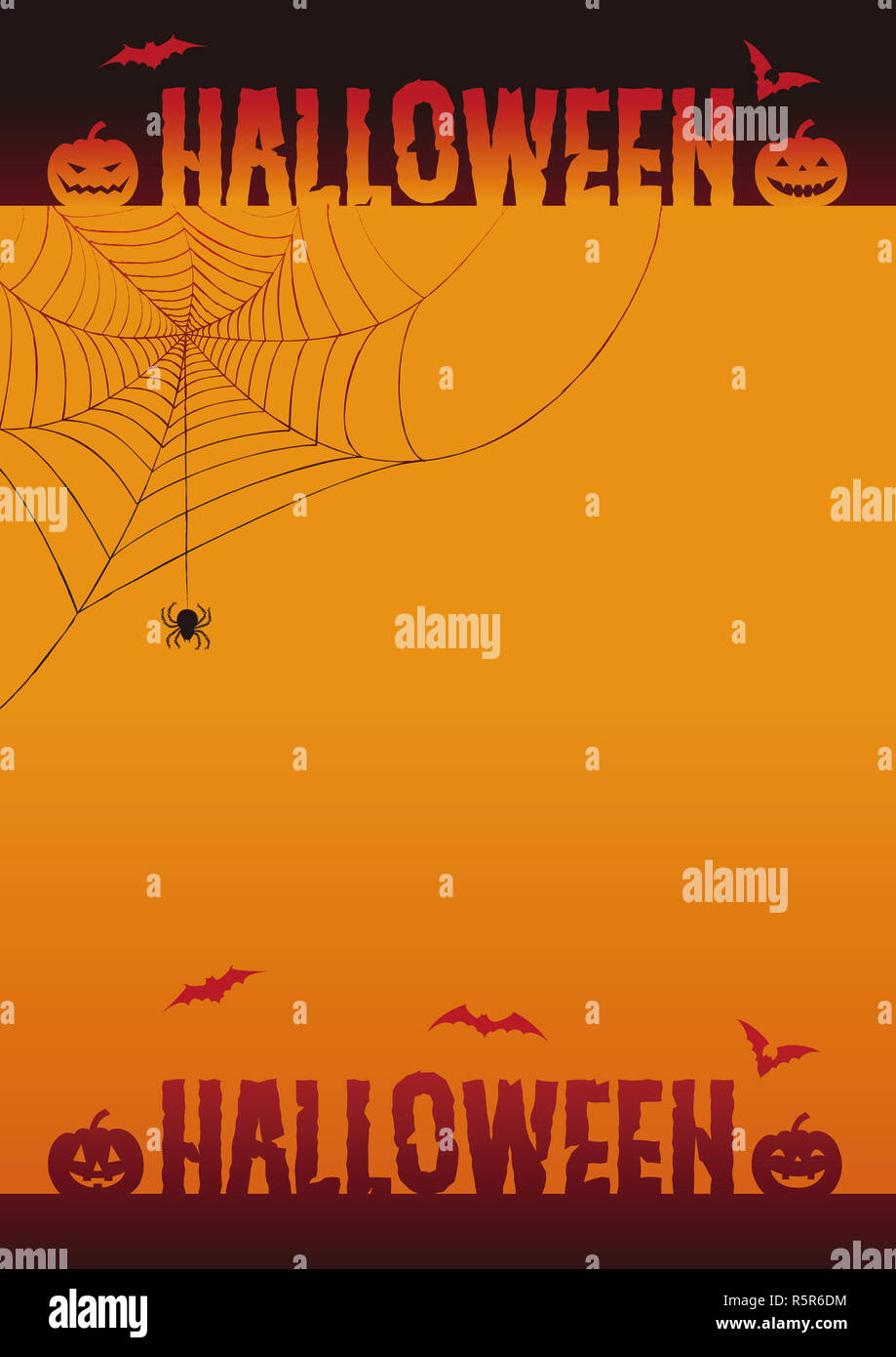 Halloween background illustration with jack o lanterns, spider web and ...