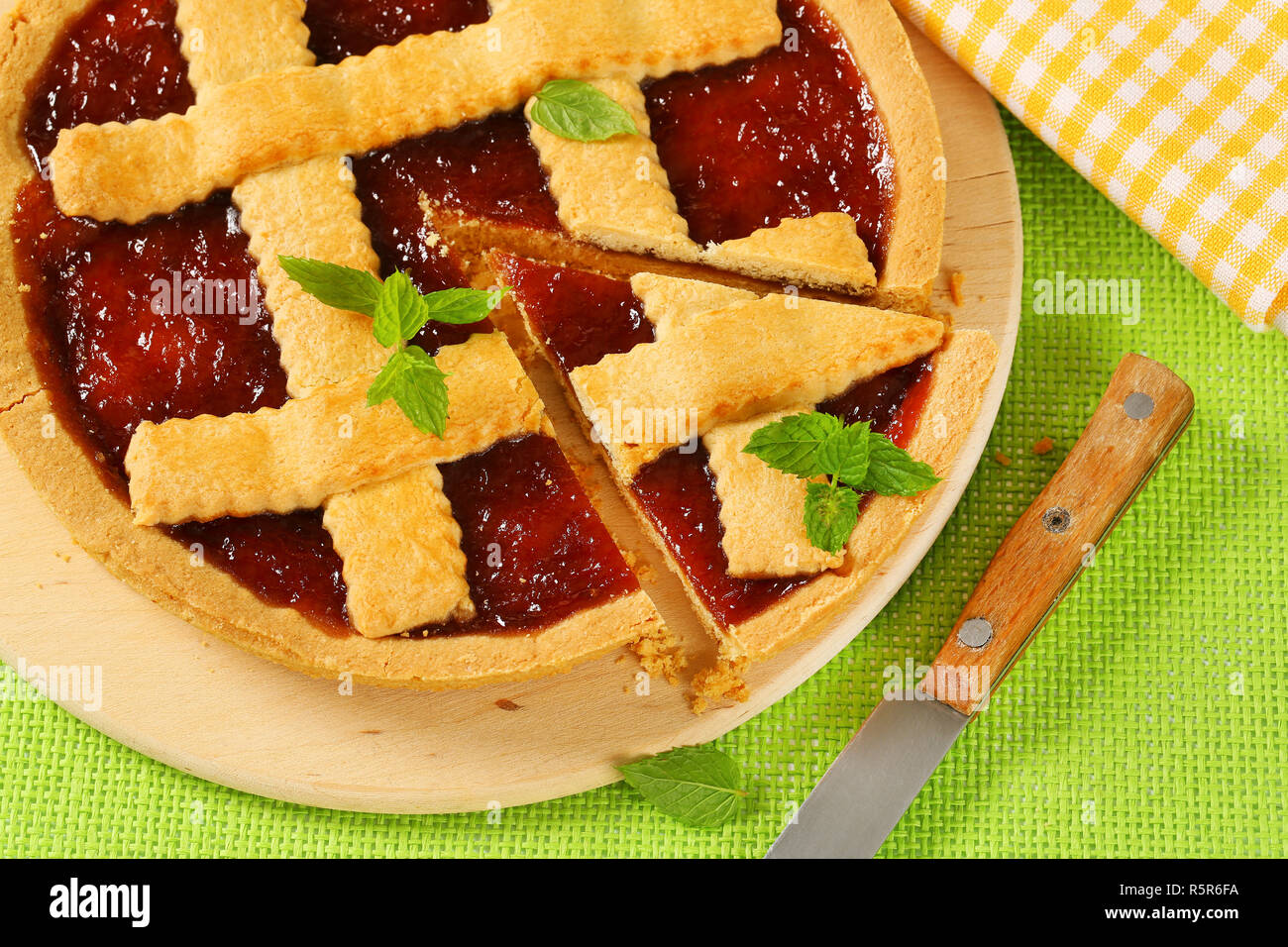 strawberry jam tart with lattice Stock Photo Alamy
