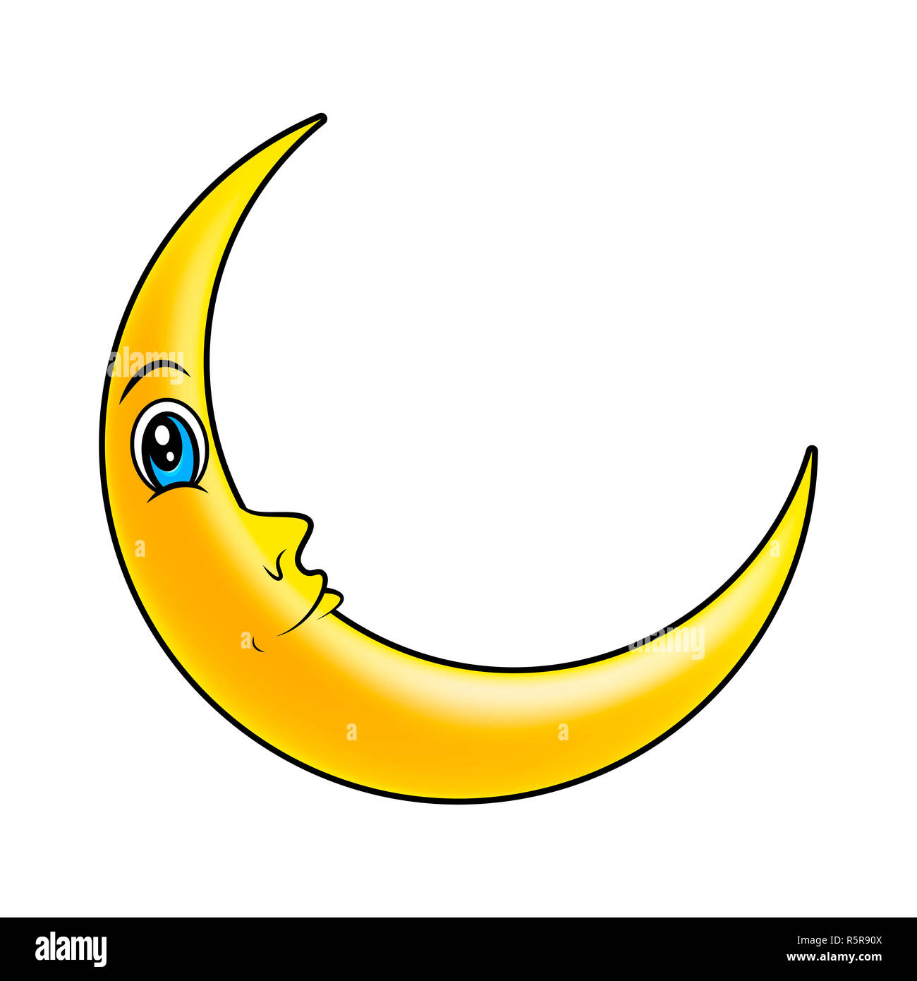 cartoon crescent moon with eyes vector symbol icon design. Stock Photo