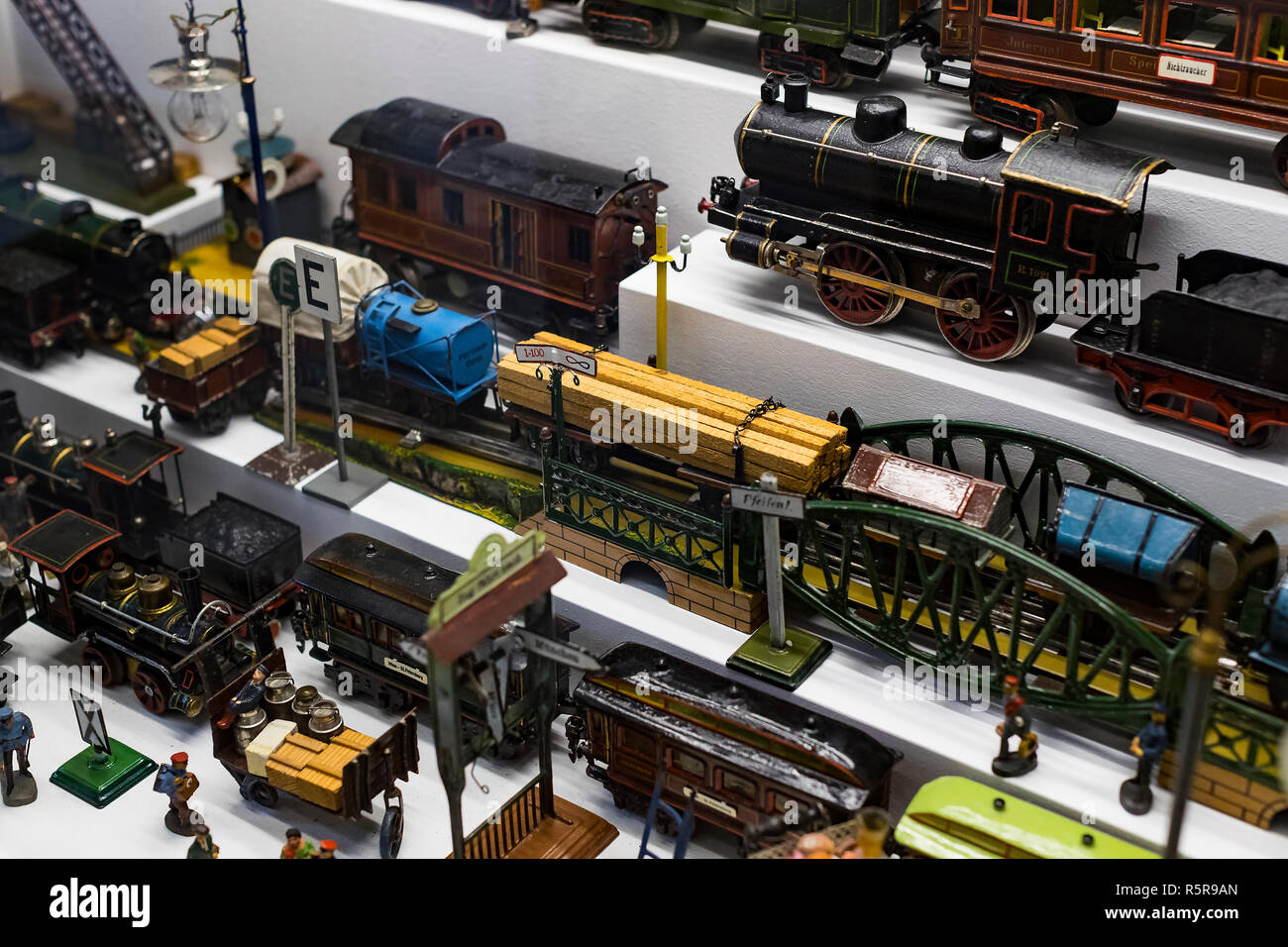 MUNICH, GERMANY NOVEMBER 23, 2018 Collection of toys in the Toy Museum in the old tower of