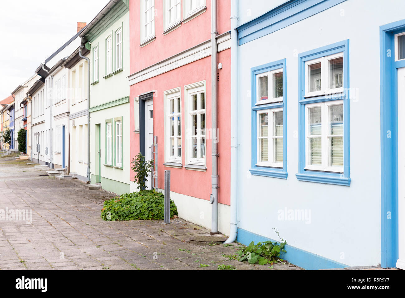 colorful house facades in neubrandenburg,east germany Stock Photo Alamy
