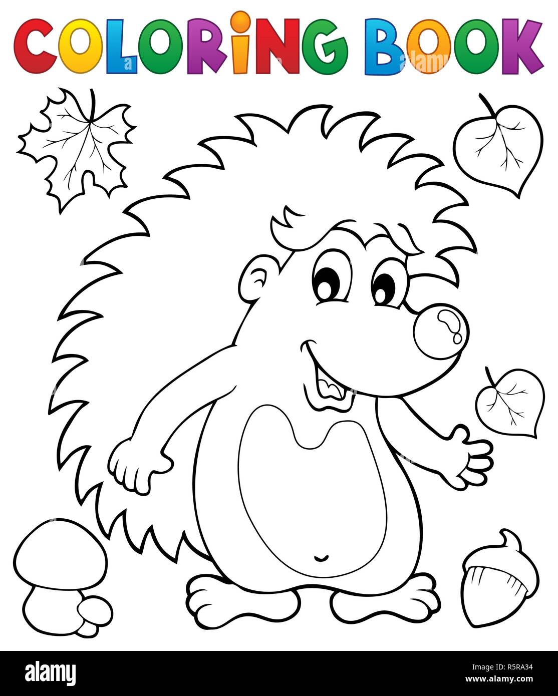 Coloring book hedgehog theme 1 Stock Photo - Alamy