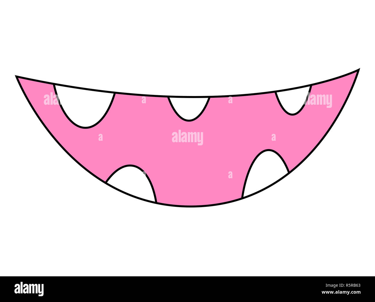 Cartoon smile, mouth, lips with teeth. vector illustration isolated on white background Stock