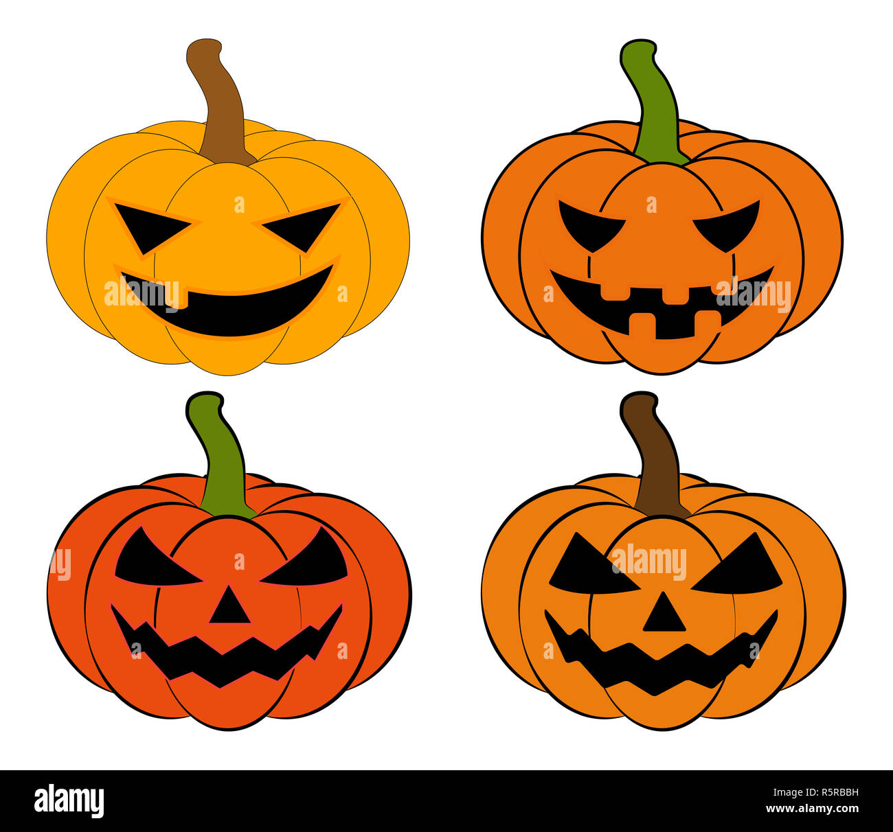 Halloween pumpkin vector illustration set, Jack O Lantern isolated on ...