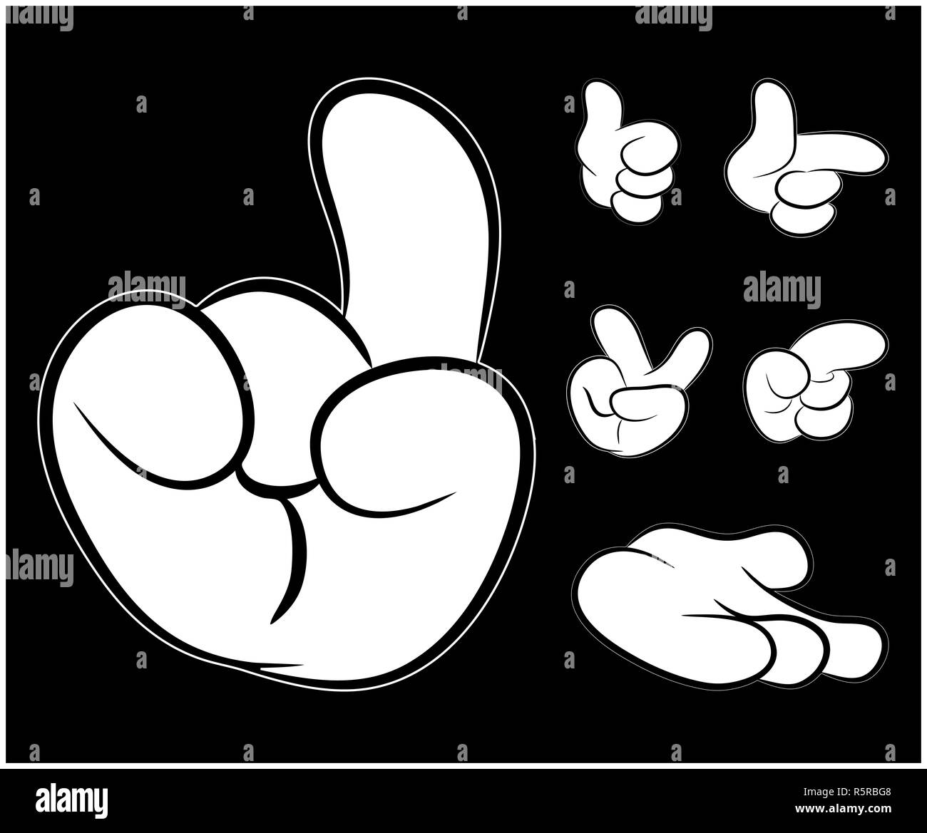Image of cartoon human hand gesture set. Vector illustration isolated ...