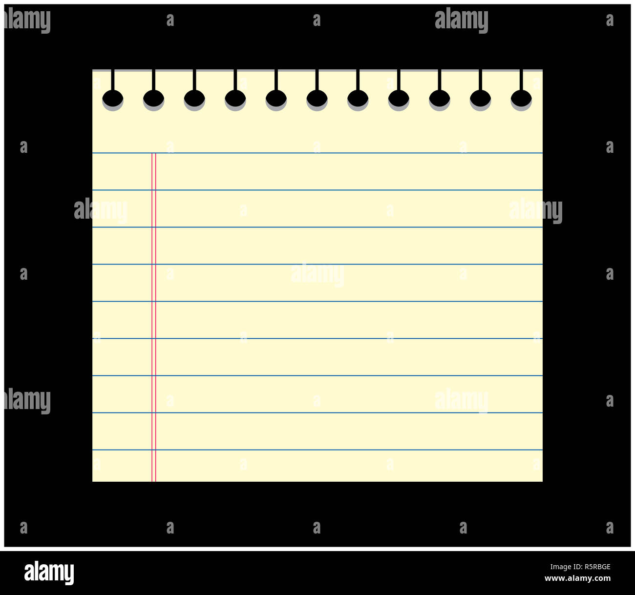 Image of empty school, office card out of the notebook, note. Cartoon ...