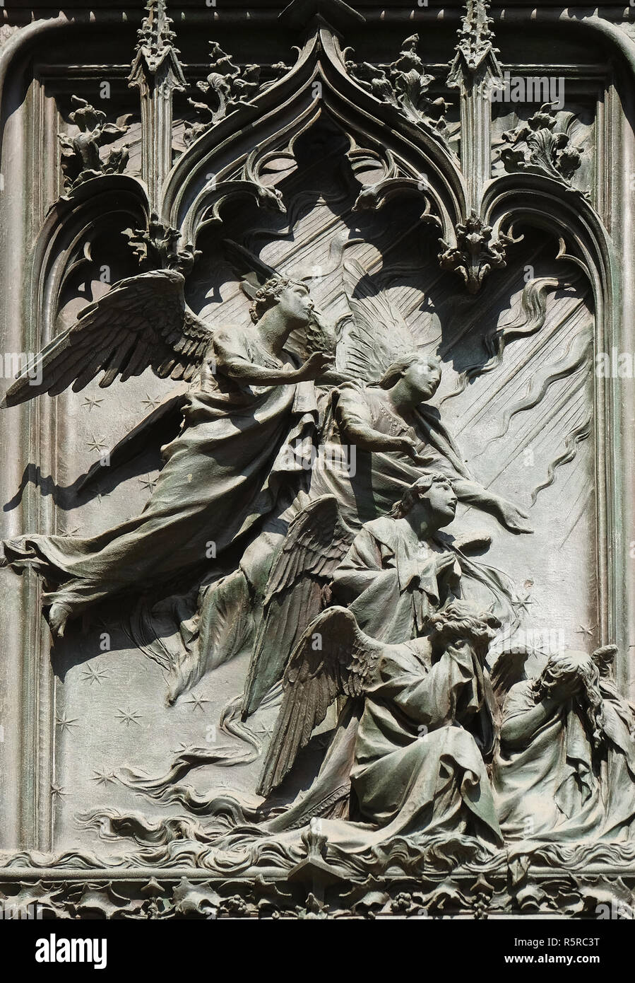 Angels, detail of the main bronze door of the Milan Cathedral, Duomo di